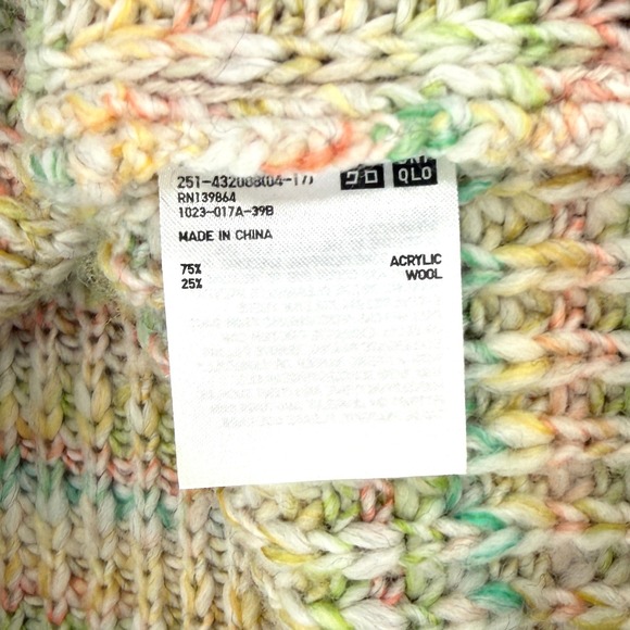 UNIQLO X INES DE LA FRESSANGE Chunky Crewneck Cardigan Sweater S Pastel Rainbow - Picture 14 of 15
